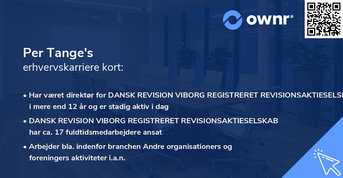 Per Tange's erhvervskarriere kort
