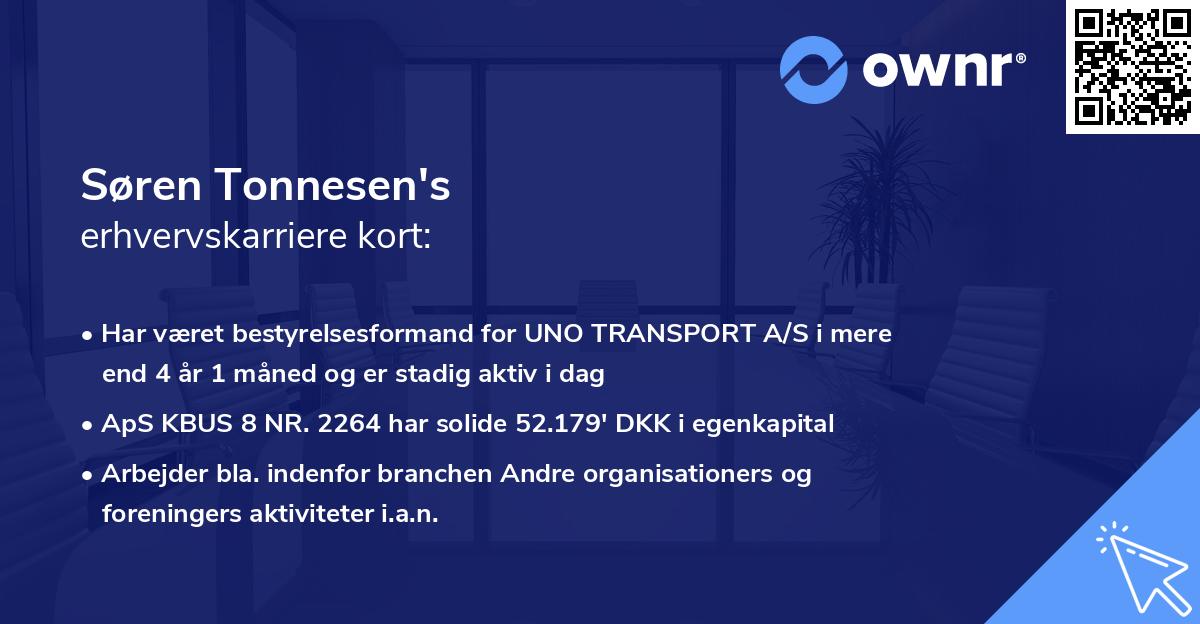 Søren Tonnesen's erhvervskarriere kort