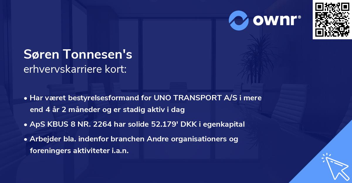 Søren Tonnesen's erhvervskarriere kort