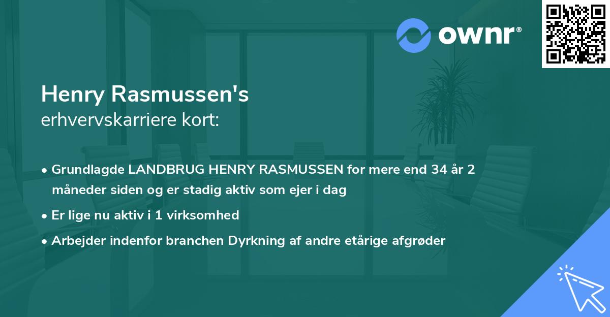 Henry Rasmussen's erhvervskarriere kort