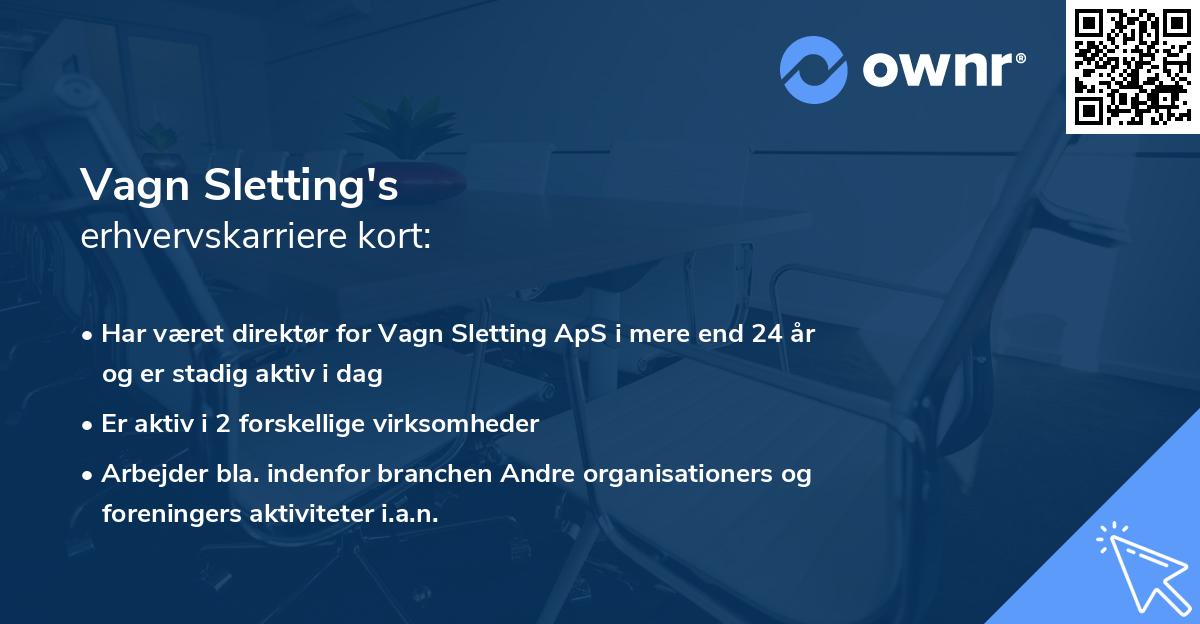 Vagn Sletting's erhvervskarriere kort