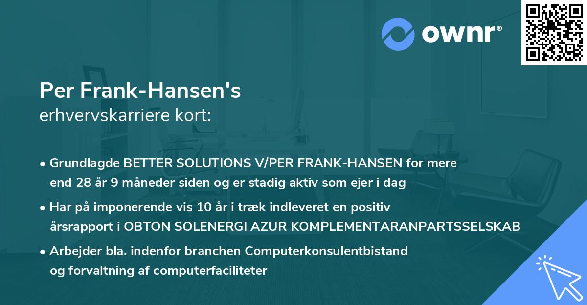 Per Frank-Hansen's erhvervskarriere kort