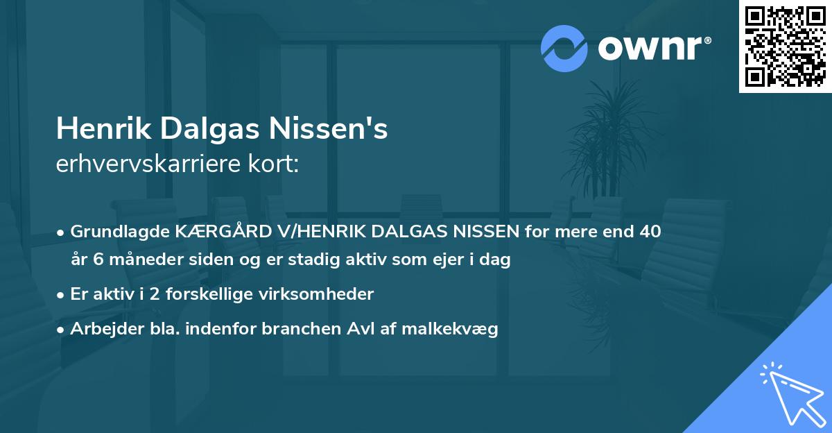 Henrik Dalgas Nissen's erhvervskarriere kort