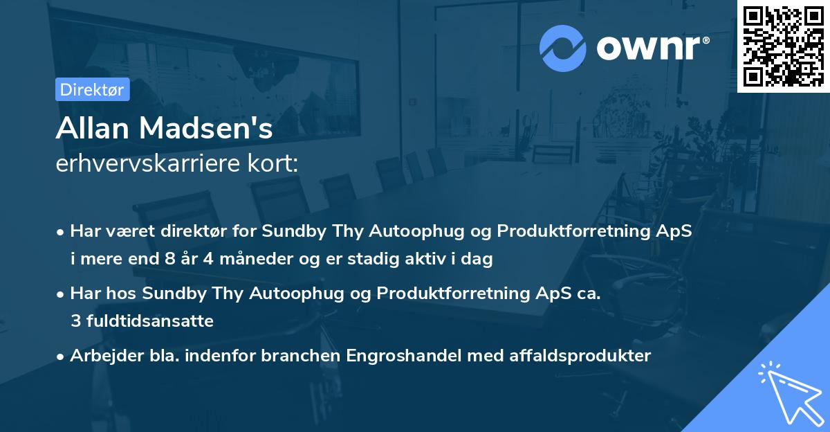 Allan Madsen's erhvervskarriere kort