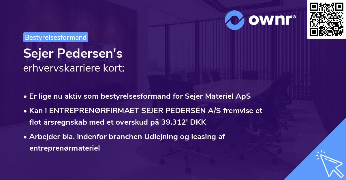 Sejer Pedersen's erhvervskarriere kort
