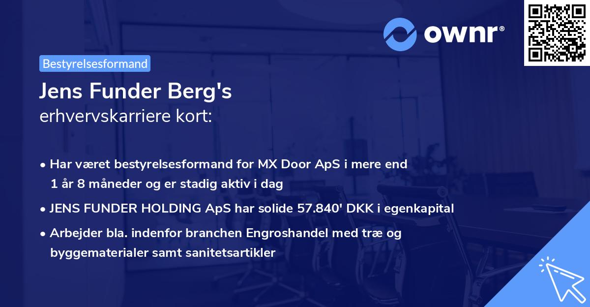 Jens Funder Berg's erhvervskarriere kort