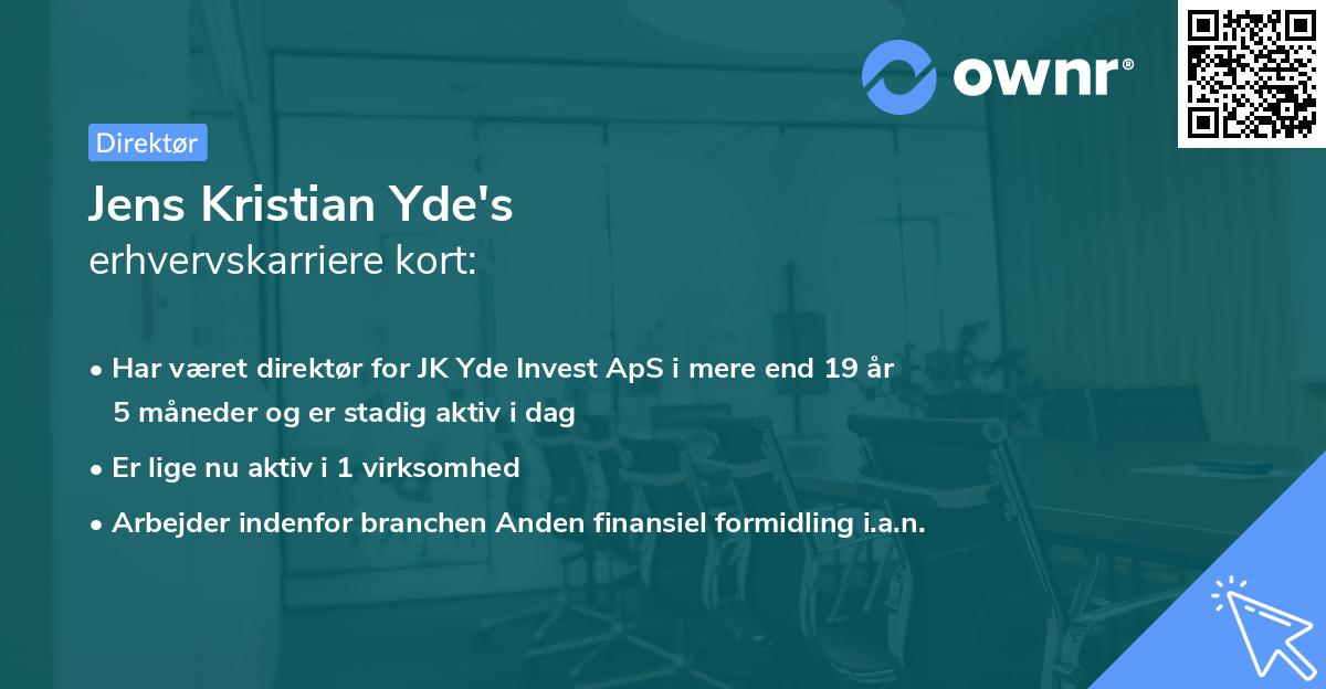 Jens Kristian Yde's erhvervskarriere kort