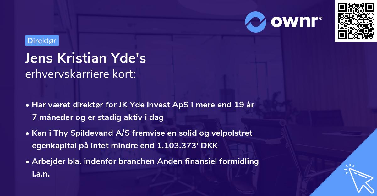 Jens Kristian Yde's erhvervskarriere kort