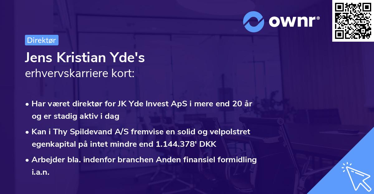 Jens Kristian Yde's erhvervskarriere kort