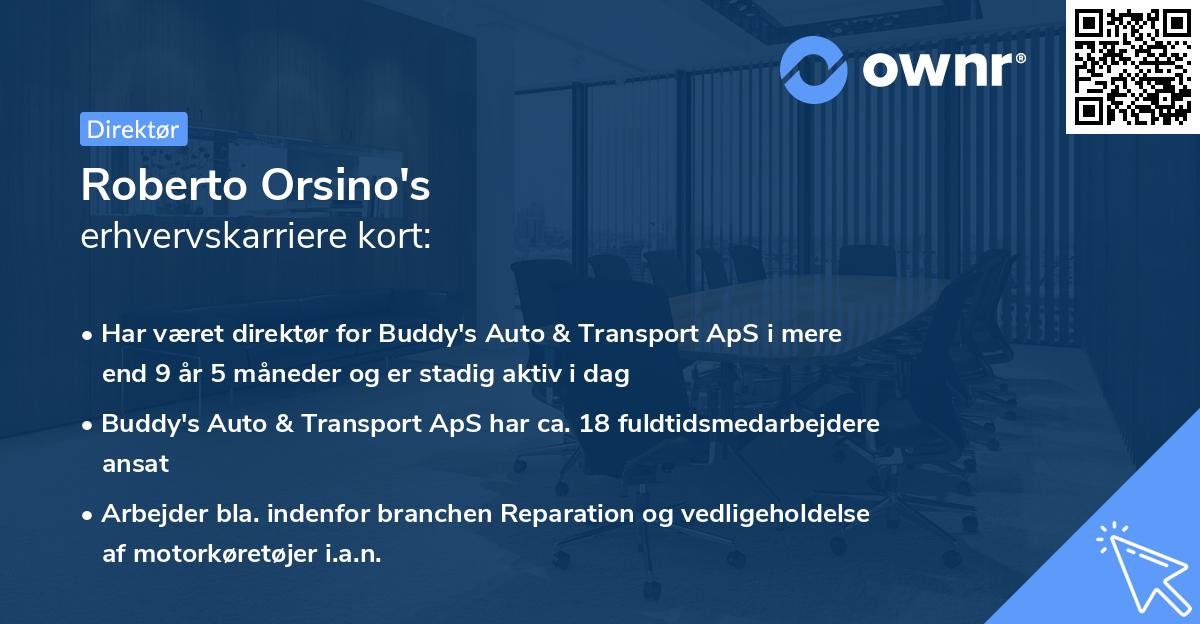 Roberto Orsino's erhvervskarriere kort