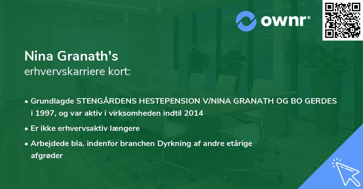 Nina Granath's erhvervskarriere kort