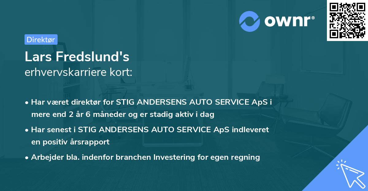 Lars Fredslund's erhvervskarriere kort