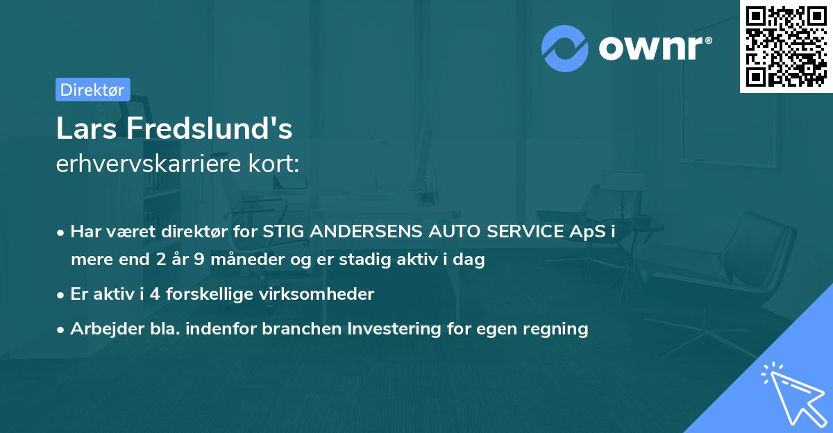 Lars Fredslund's erhvervskarriere kort