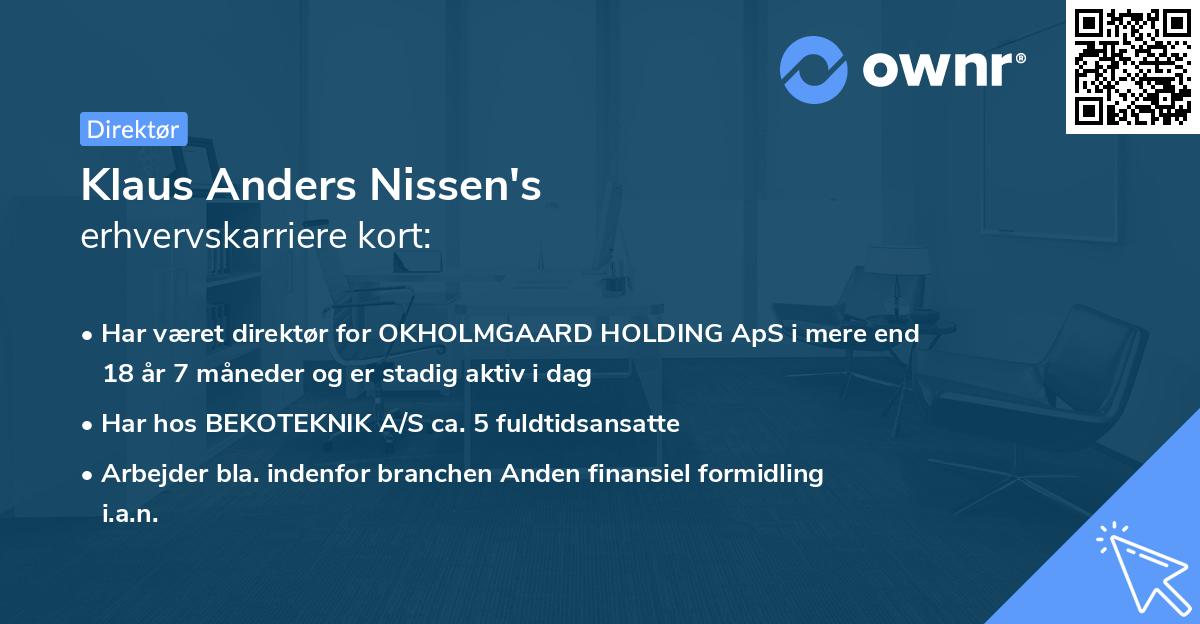 Klaus Anders Nissen's erhvervskarriere kort