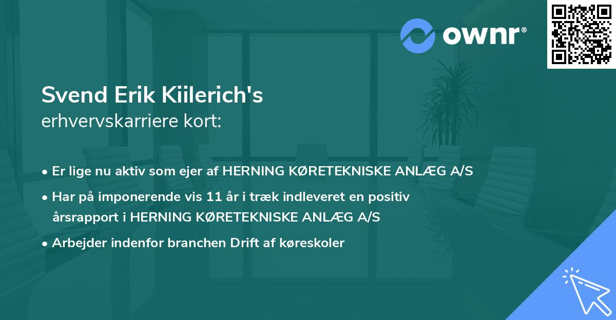 Svend Erik Kiilerich's erhvervskarriere kort