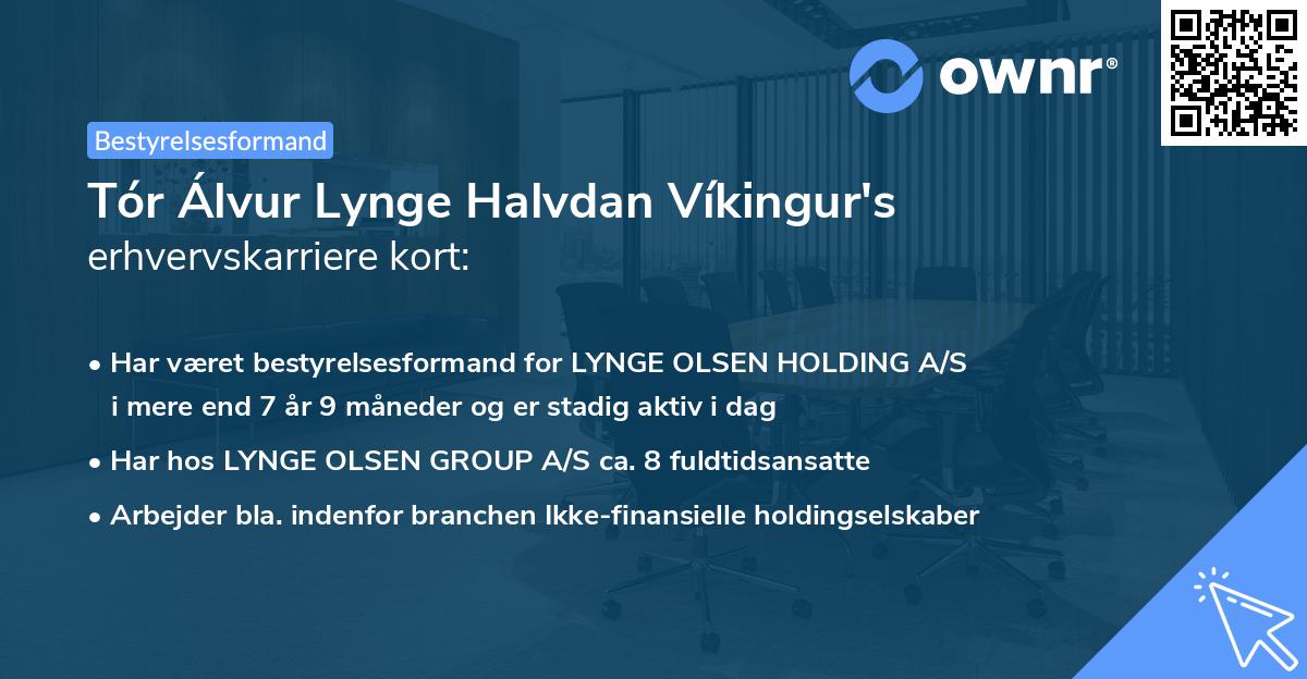 Tór Álvur Lynge Halvdan Víkingur's erhvervskarriere kort