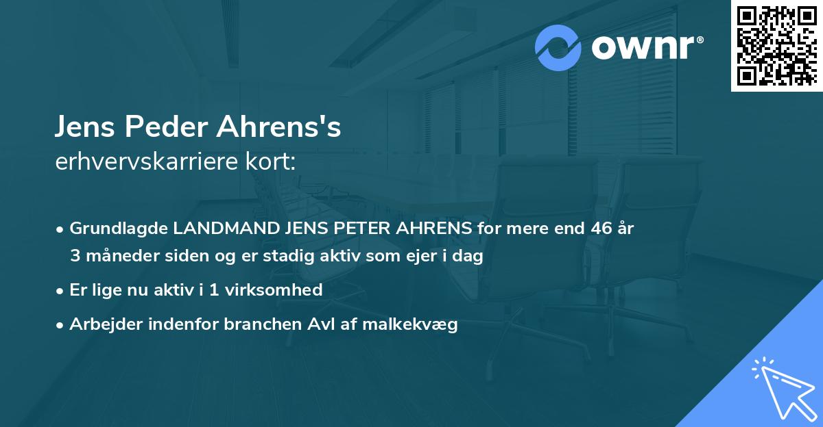Jens Peder Ahrens's erhvervskarriere kort