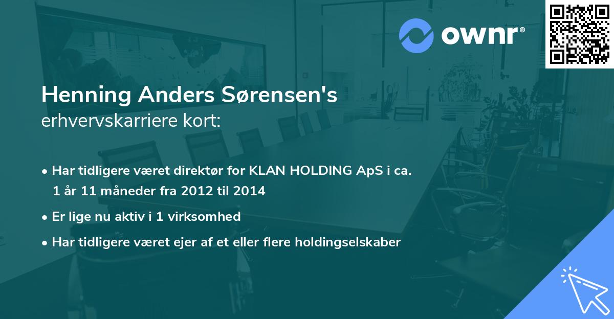 Henning Anders Sørensen's erhvervskarriere kort