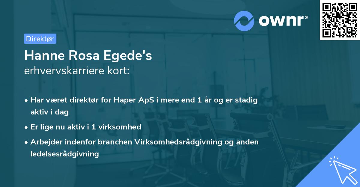Hanne Rosa Egede's erhvervskarriere kort