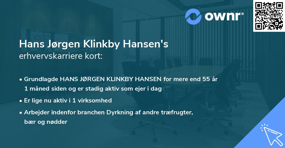 Hans Jørgen Klinkby Hansen's erhvervskarriere kort