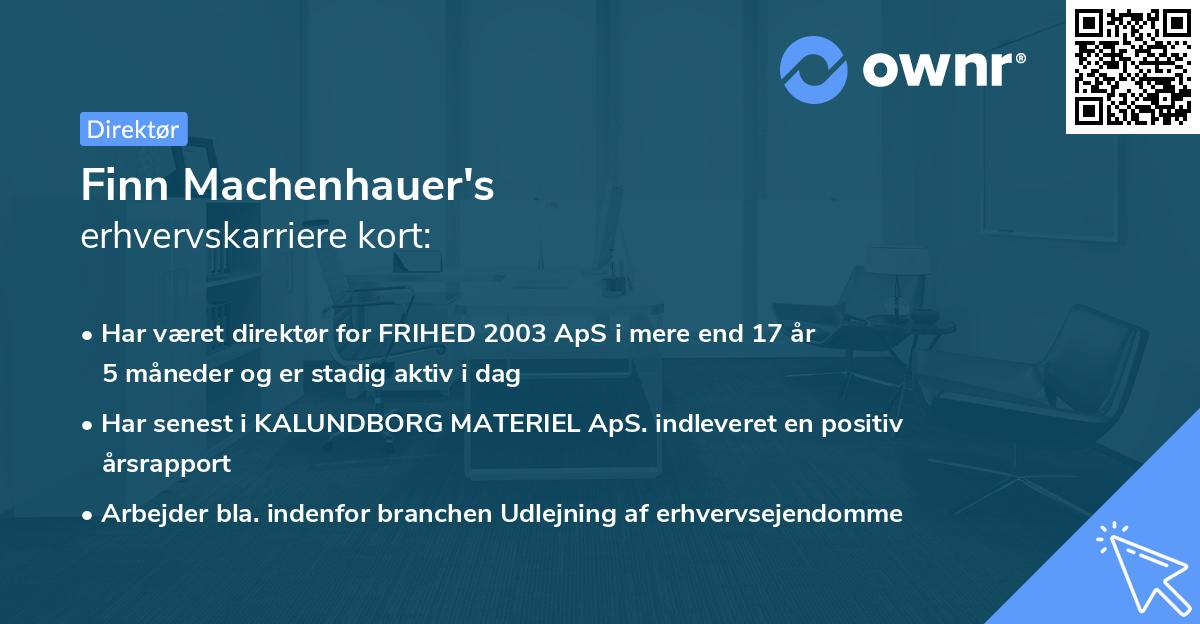 Finn Machenhauer's erhvervskarriere kort