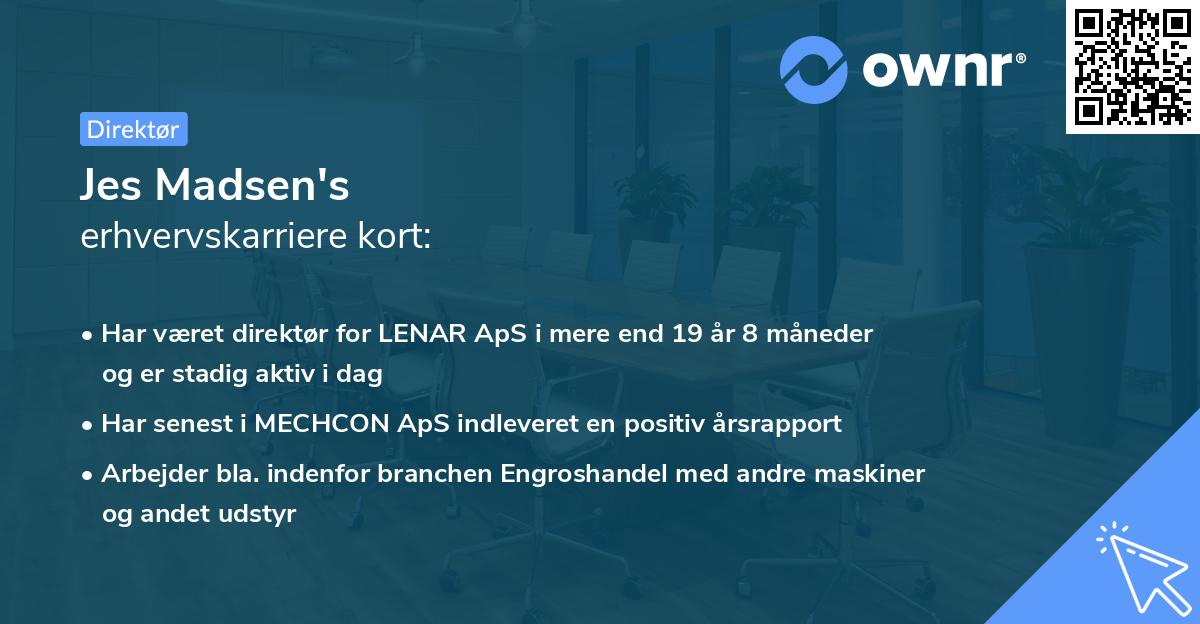 Jes Madsen's erhvervskarriere kort