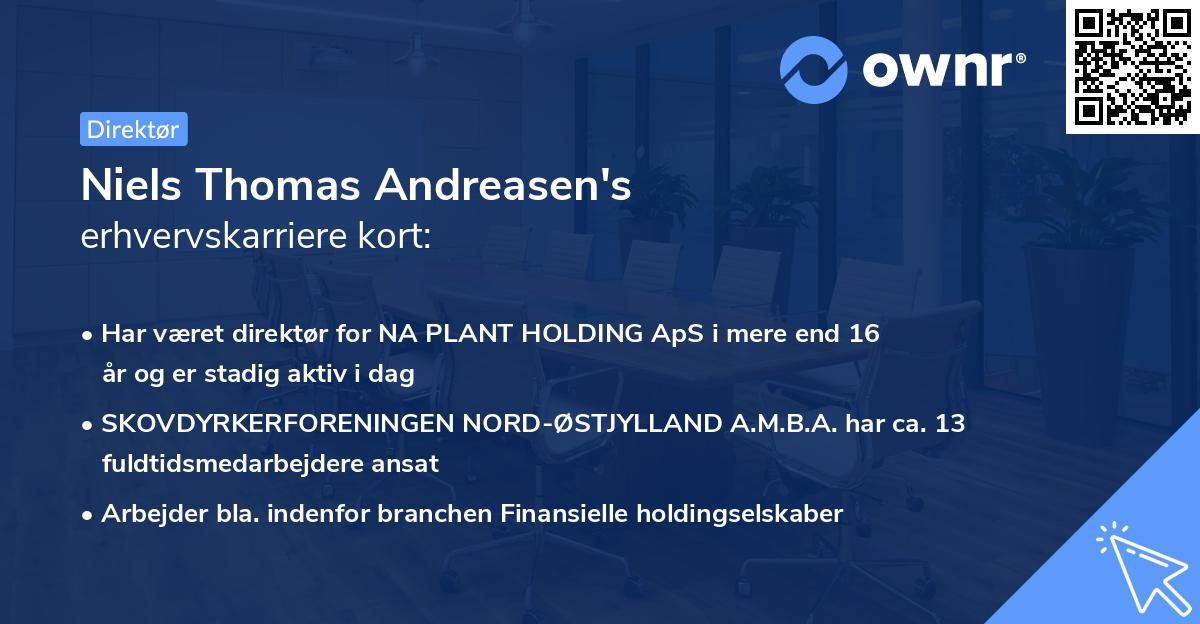Niels Thomas Andreasen's erhvervskarriere kort