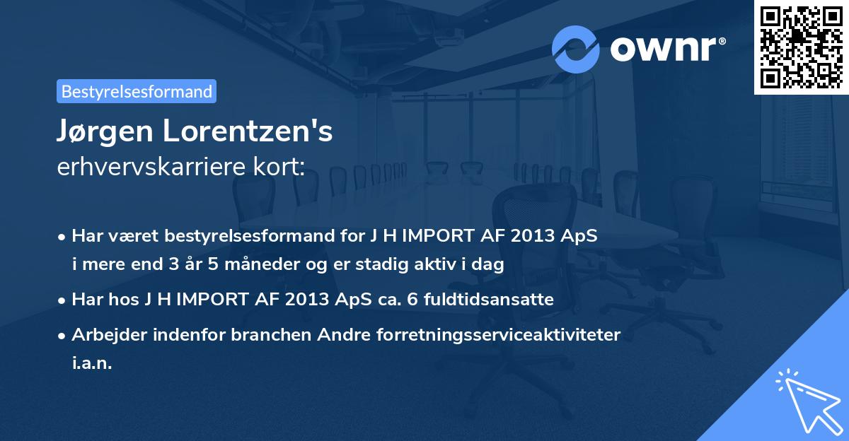 Jørgen Lorentzen's erhvervskarriere kort