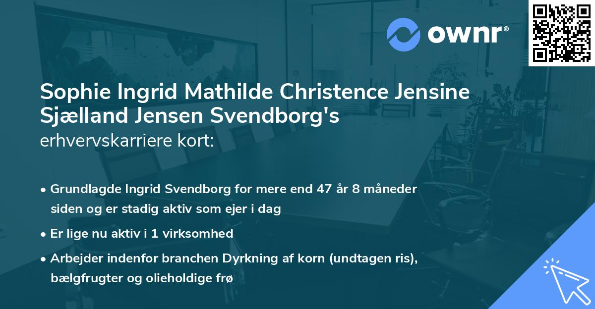 Sophie Ingrid Mathilde Christence Jensine Sjælland Jensen Svendborg's erhvervskarriere kort