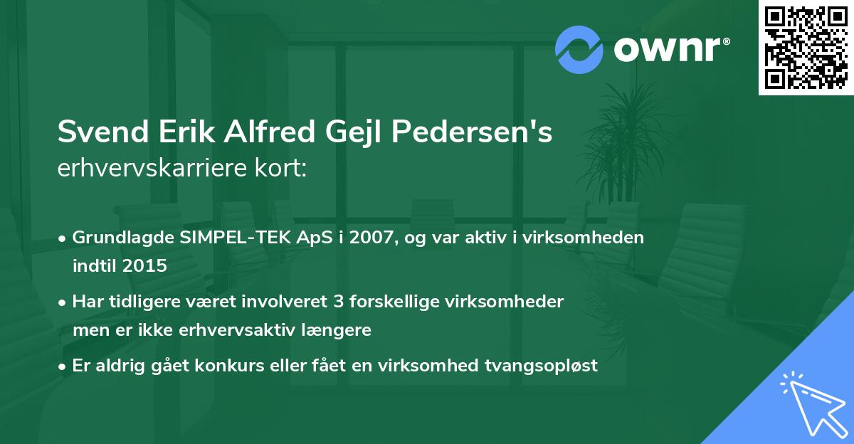 Svend Erik Alfred Gejl Pedersen's erhvervskarriere kort