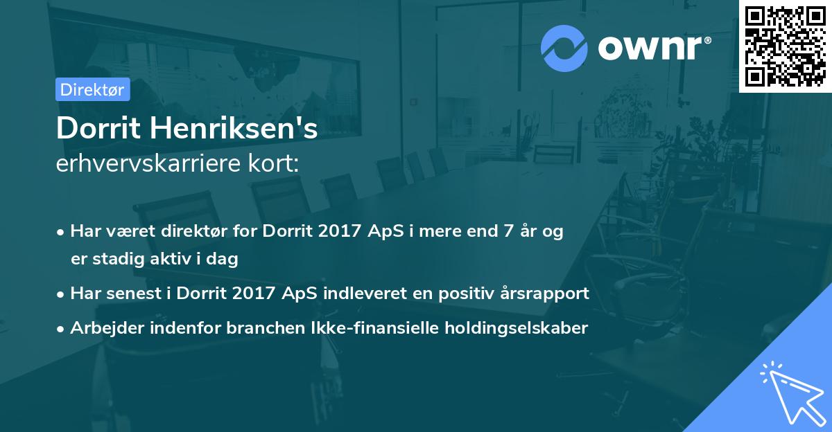 Dorrit Henriksen's erhvervskarriere kort