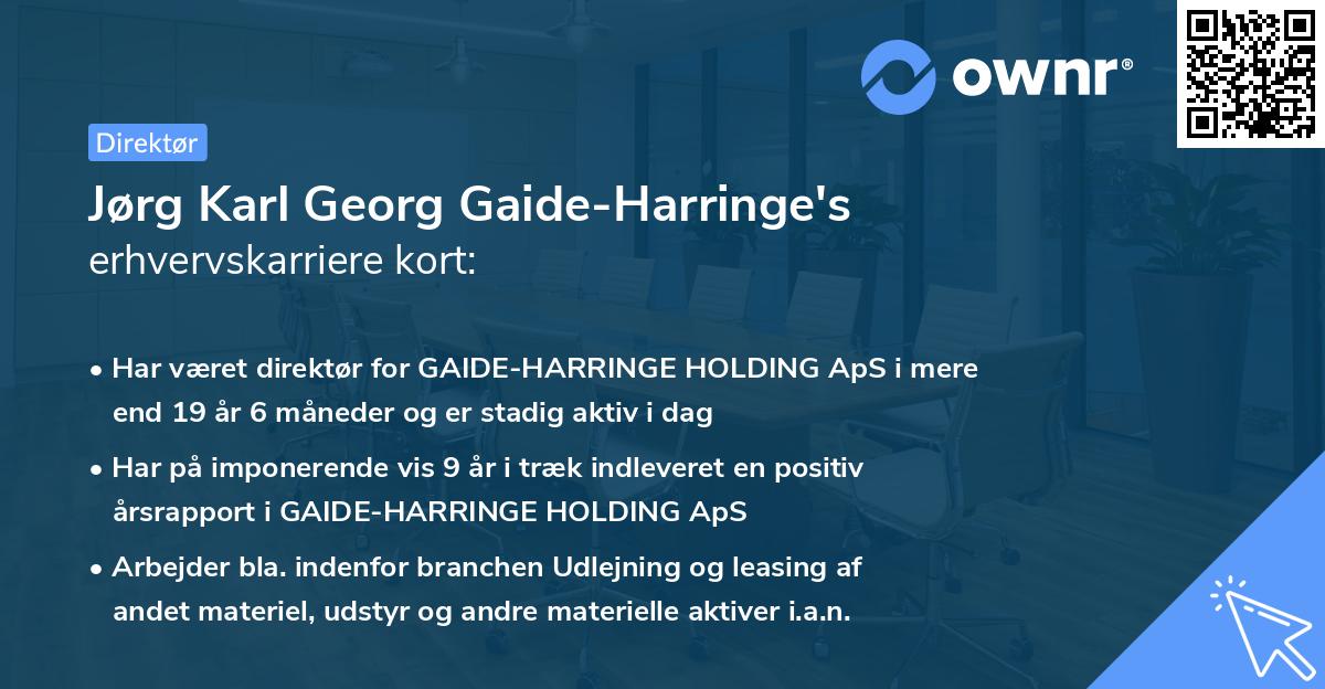 Jørg Karl Georg Gaide-Harringe's erhvervskarriere kort