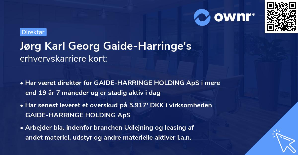 Jørg Karl Georg Gaide-Harringe's erhvervskarriere kort