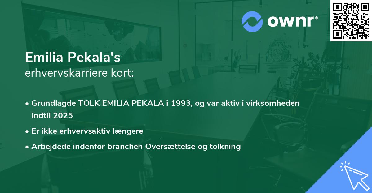 Emilia Pekala's erhvervskarriere kort