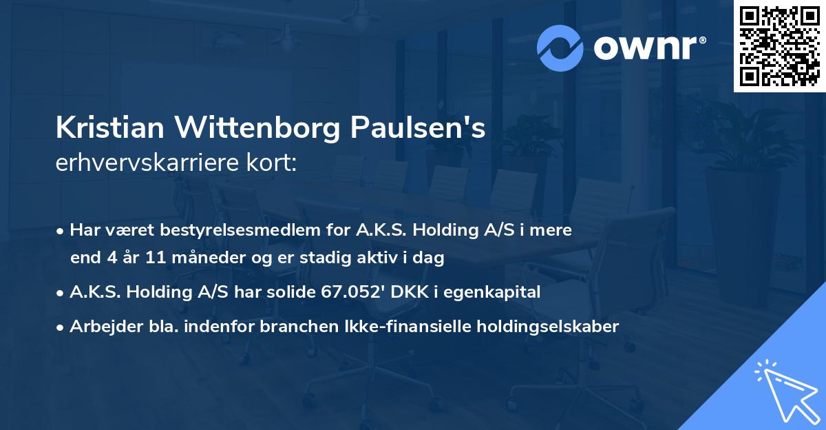 Kristian Wittenborg Paulsen's erhvervskarriere kort