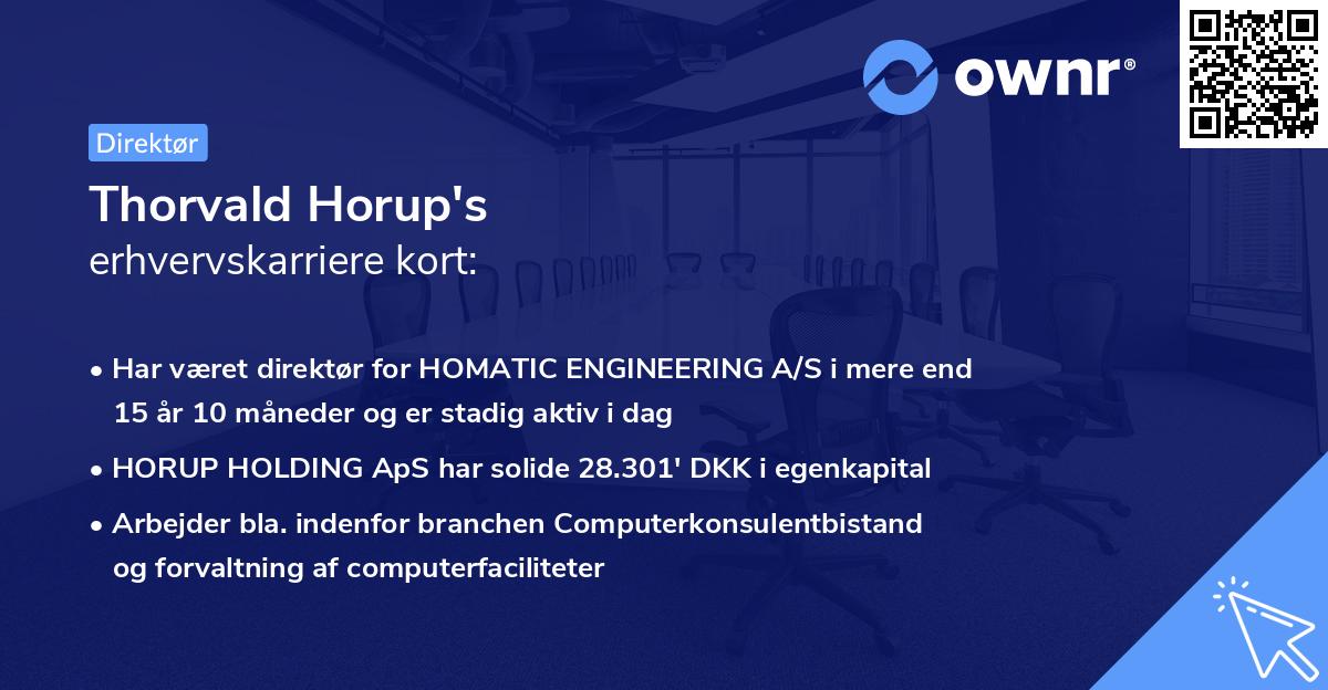Thorvald Horup's erhvervskarriere kort