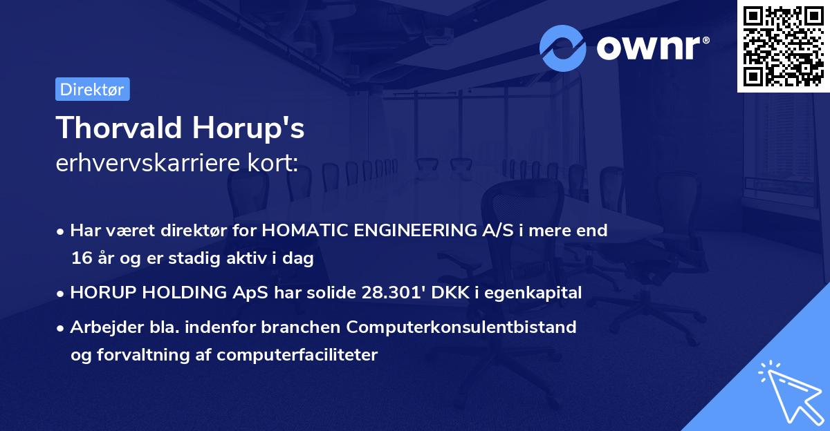 Thorvald Horup's erhvervskarriere kort