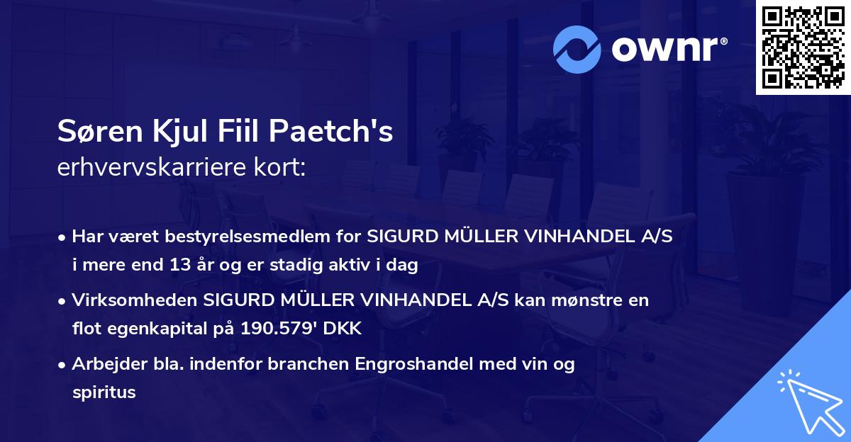 Søren Kjul Fiil Paetch's erhvervskarriere kort