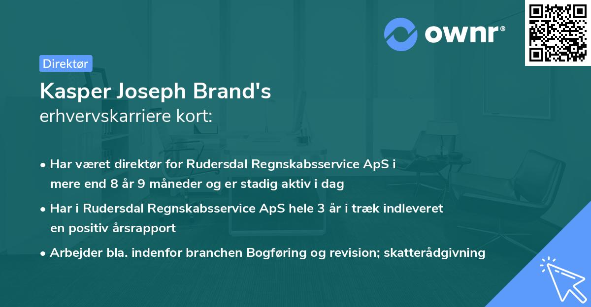 Kasper Joseph Brand's erhvervskarriere kort