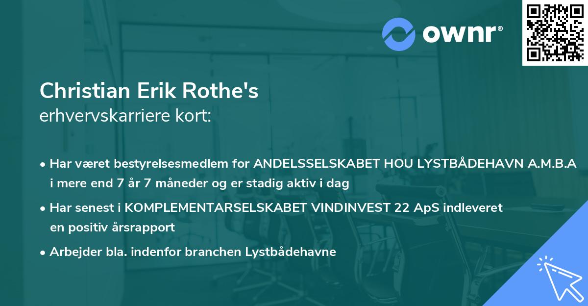 Christian Erik Rothe's erhvervskarriere kort