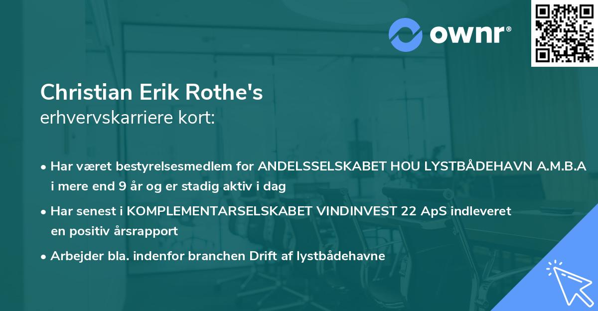 Christian Erik Rothe's erhvervskarriere kort