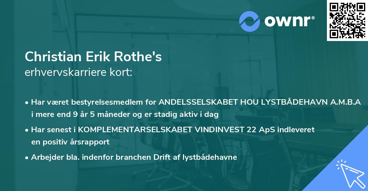Christian Erik Rothe's erhvervskarriere kort