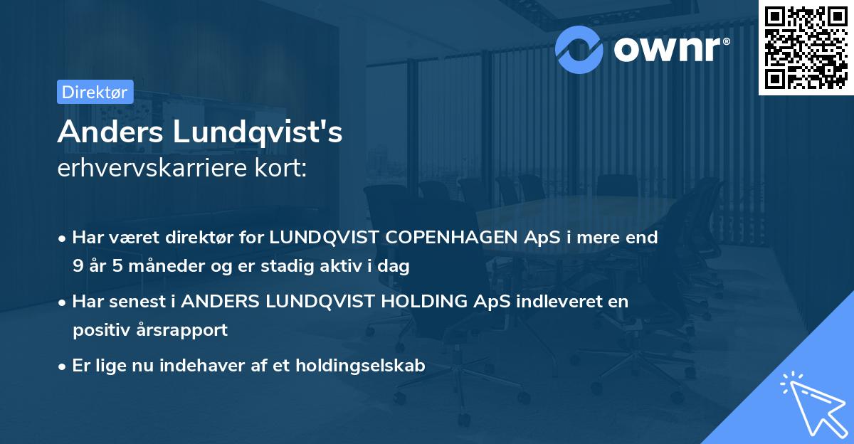 Anders Lundqvist's erhvervskarriere kort