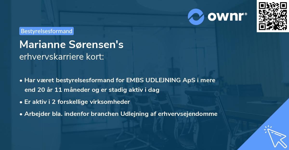 Marianne Sørensen's erhvervskarriere kort