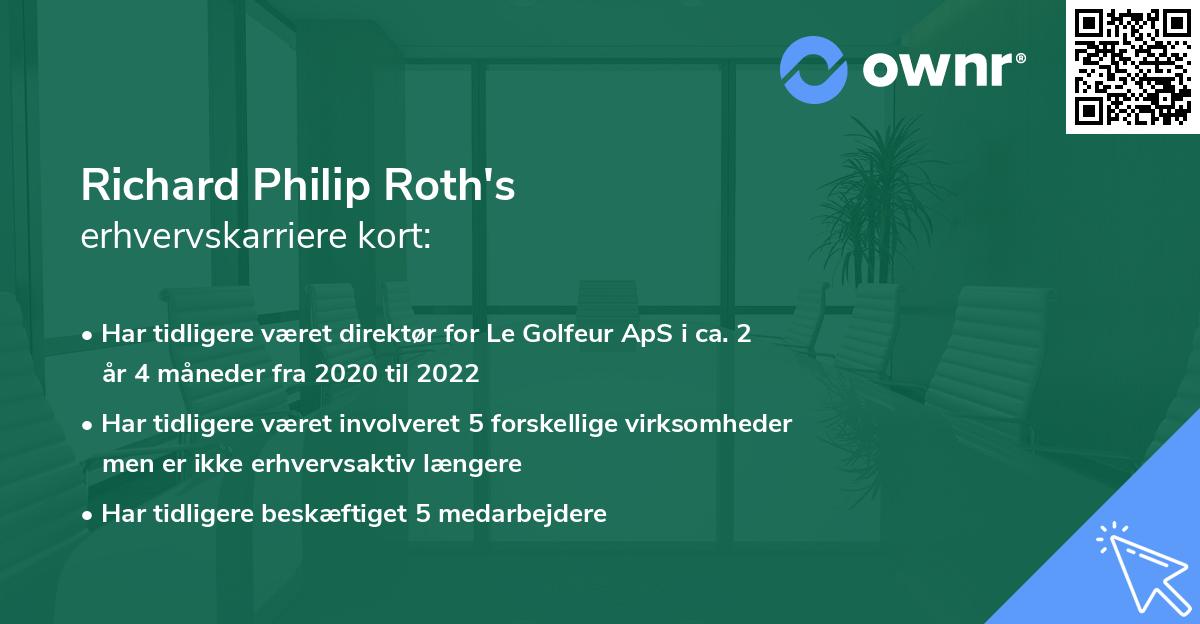 Richard Philip Roth's erhvervskarriere kort