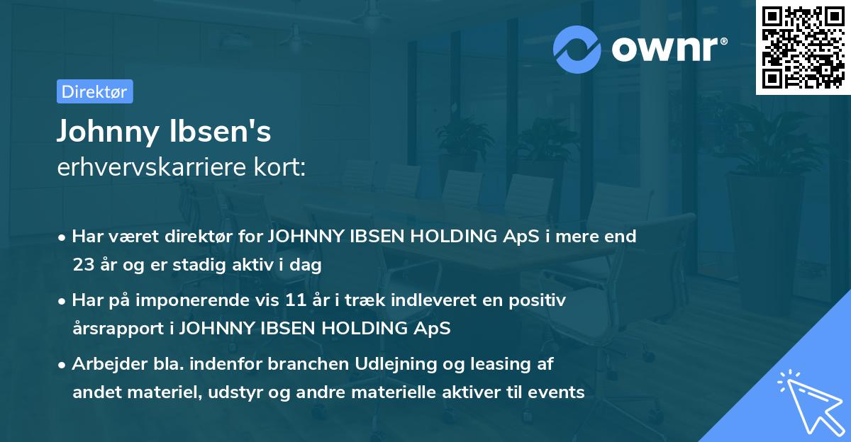Johnny Ibsen's erhvervskarriere kort