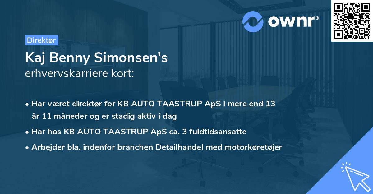 Kaj Benny Simonsen's erhvervskarriere kort
