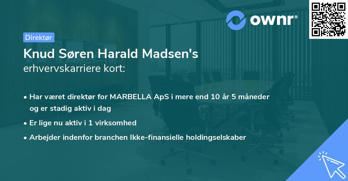 Knud Søren Harald Madsen's erhvervskarriere kort