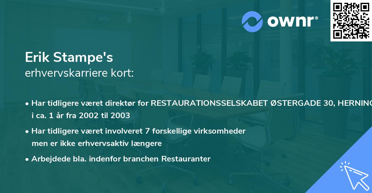 Erik Stampe's erhvervskarriere kort