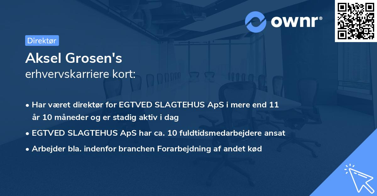 Aksel Grosen's erhvervskarriere kort